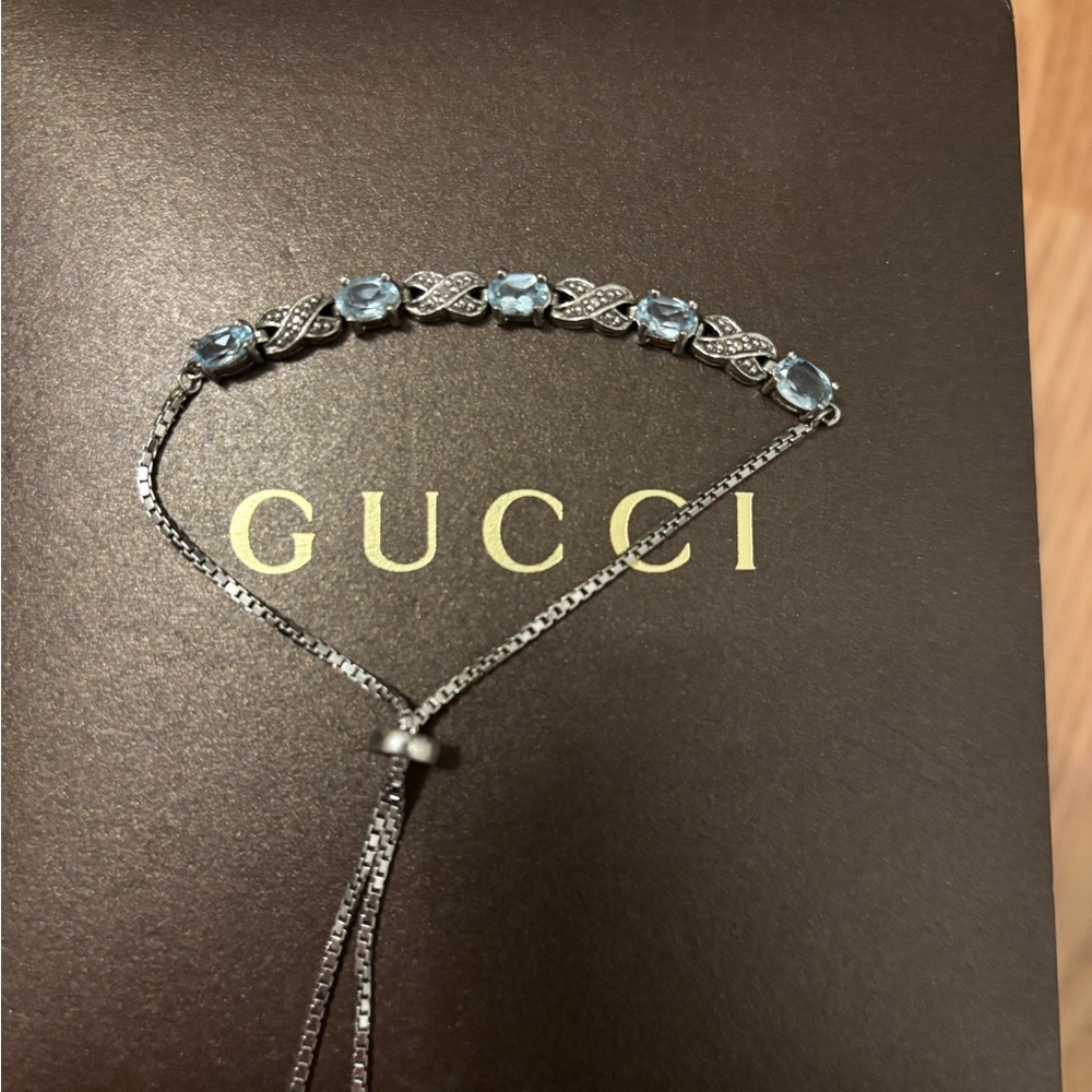 Pandora Silver Bracelet with Blue Stones